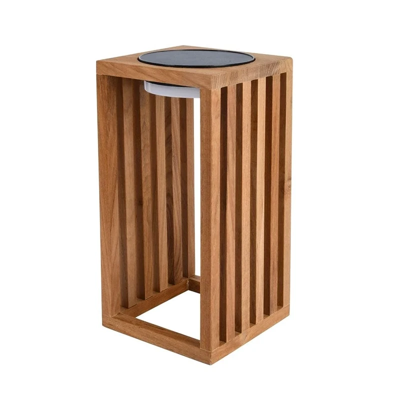 Lumisky Decorative Solar Lantern LED Warm White CHENNAI Solid Teak Wood H30cm