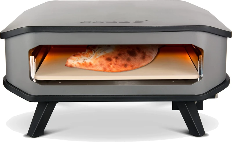 cozze, Millarco 90346 XXL 17 Gas Pizza Oven Mobile Pizza Oven Pizza Stone Gas Grill Adjustable up to 400° with 42.50 x 42.50 cm Pizza Stone Portable Patio Balcony Garden 8 kW, Black
