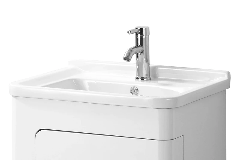 Premier Housewares Kitchen Sink White Bathroom Undersink Cabinet Ceramic Sink Storage Bathroom Durable Bathroom Sinks w60 x d48 x h24cm