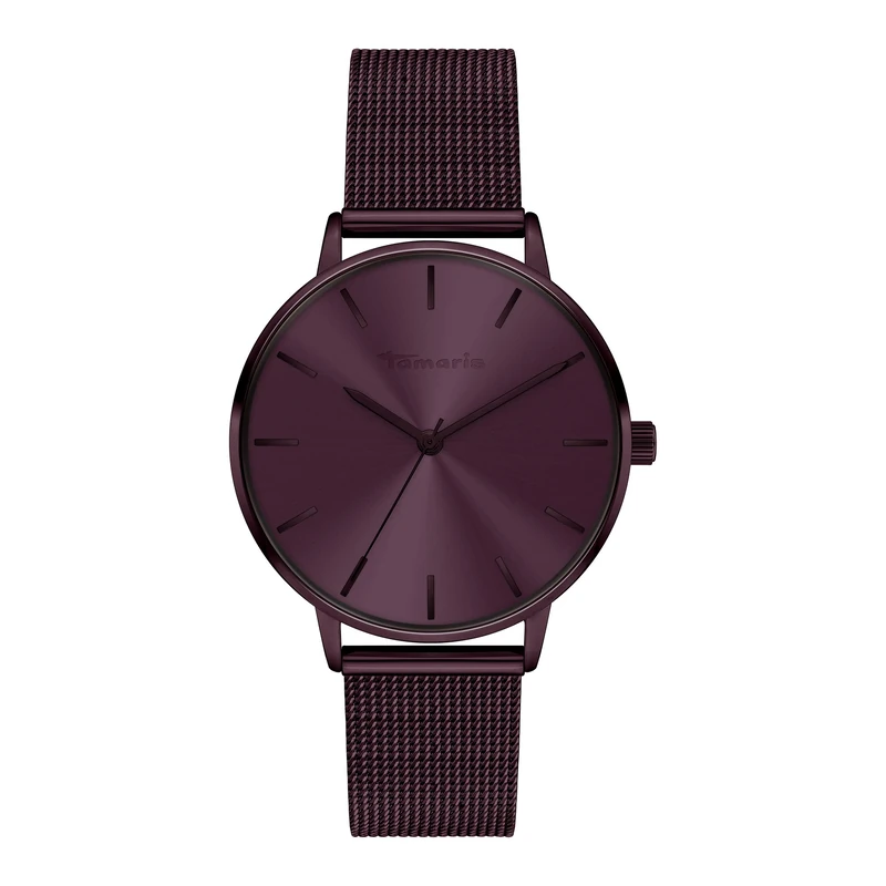 Tamaris Women's Watch - Round Quartz Watch for Women with Stainless Steel Mesh Strap, Purple, 36 mm, Purple mesh