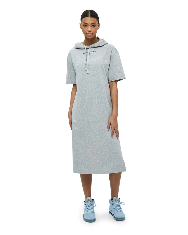 Beyond Now Billi GOTS Hoodie Dress | Grey Dresses For Women Uk | Spring Womens Dresses | Size S - Image 1