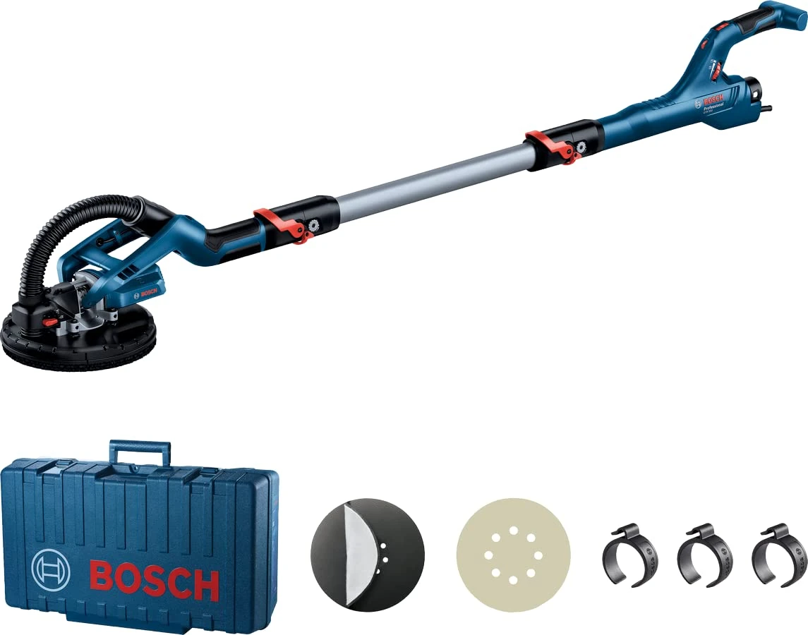 Bosch Professional Drywall Sander Giraffe Sander GTR 550 (Sanding Disc Set, Sanding Paper, Hose Clamp, Bag)