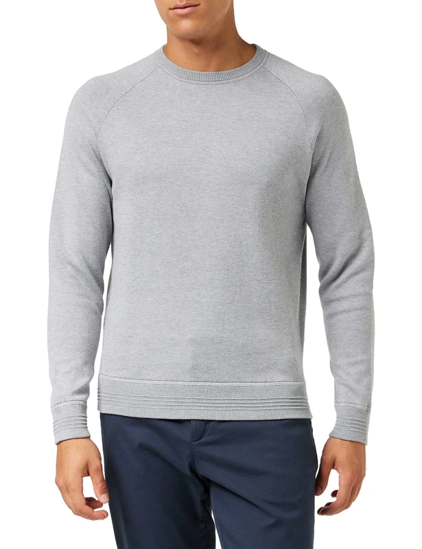 Hackett London Men's Knitted Sweatshirt Pullover Sweater, Flannel Grey, S