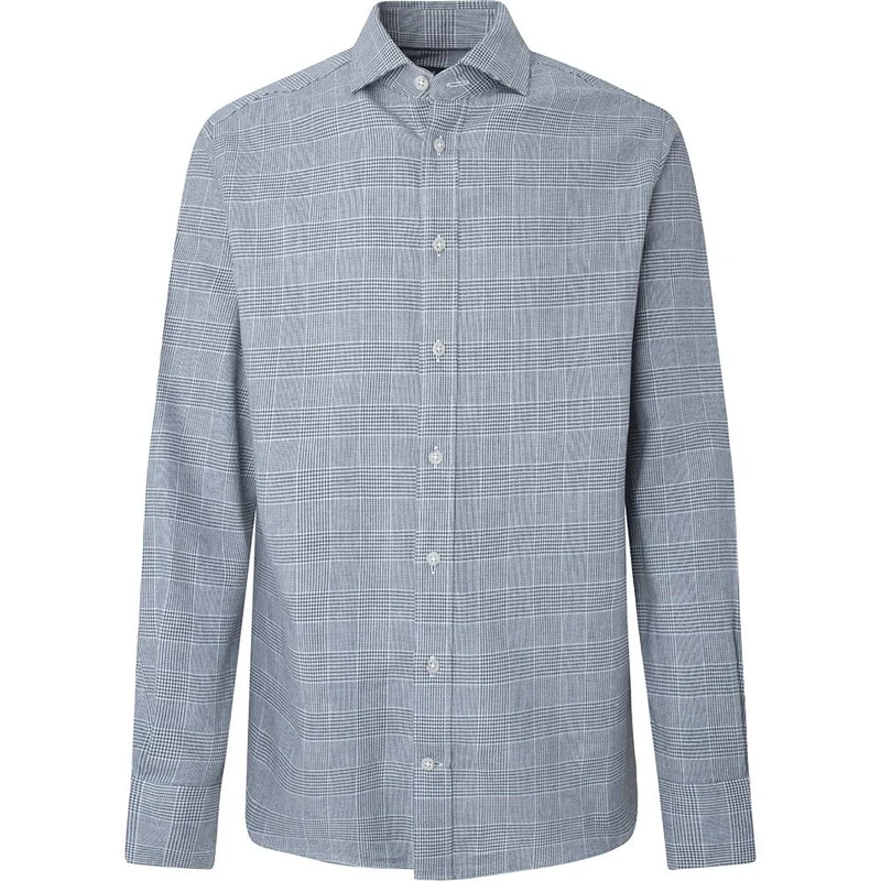 Hackett London Men's Glen Check Flannel Shirt, Grey/CHRCL, XS