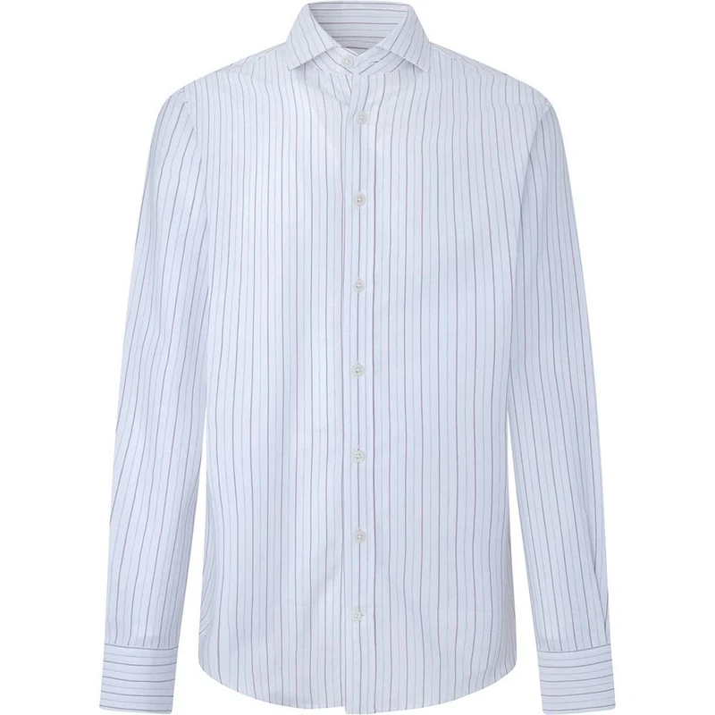 Hackett London Men's Jaspe Oxford Stripe Shirt, Grey/Brown, XS