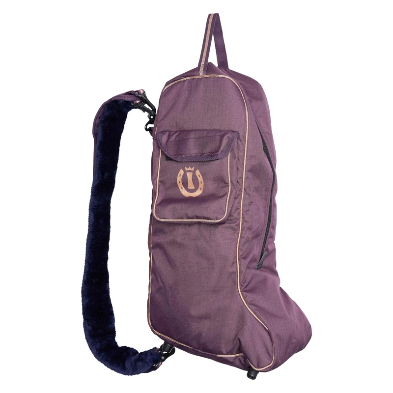 Imperial Riding IRH Boot Bag for Riding Boots, Padded Boat Bag with Shoulder Strap and Front Compartment, Protective Storage for Stable Tournament Transport, Equestrian Accessories, Bordeaux
