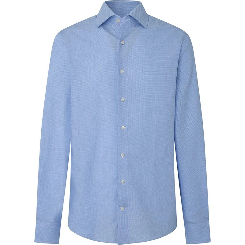 Hackett London Men's Strch Flannel HTOOTH Shirt, White (White/Sky), 15