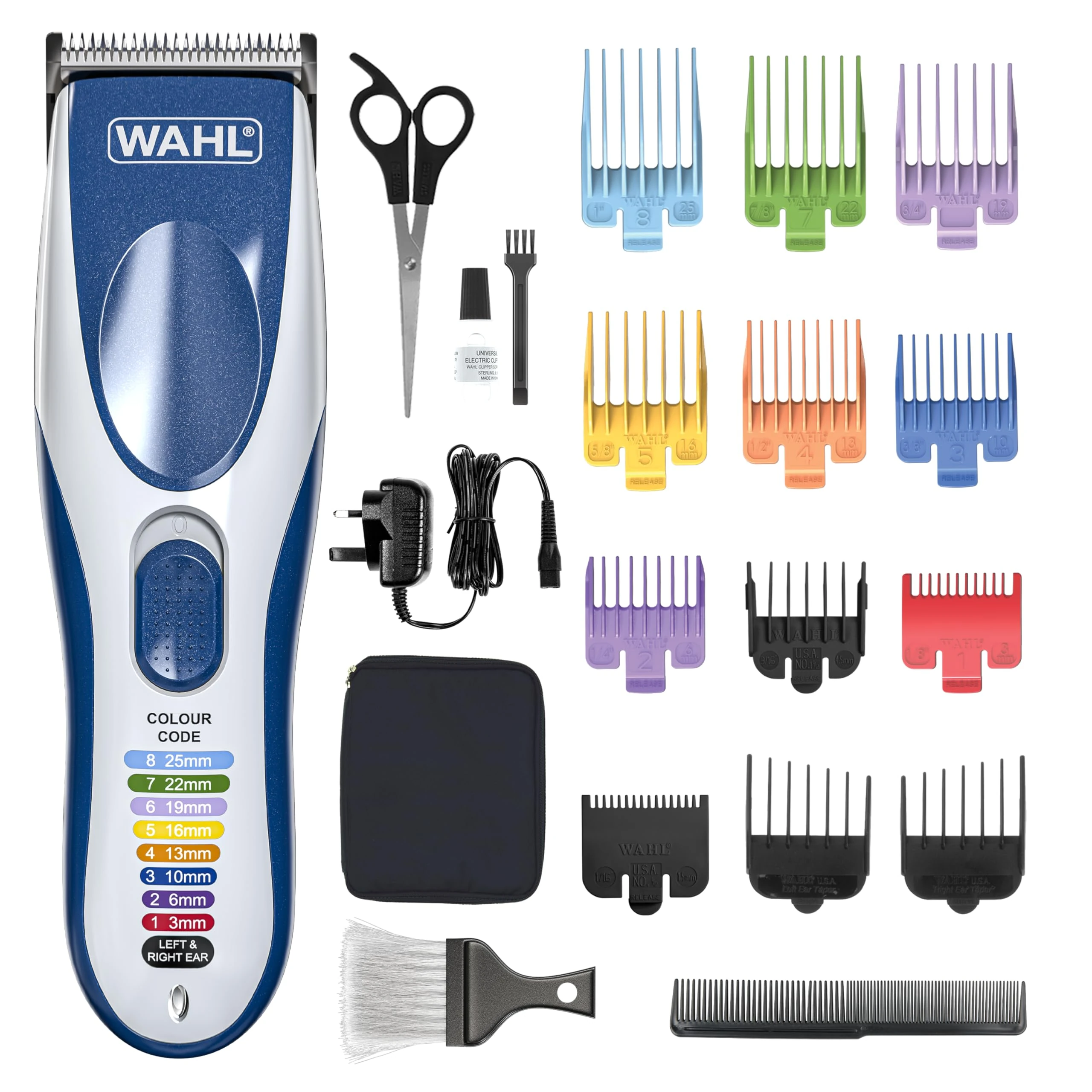 Wahl Colour Pro Cordless Clipper, Haircutting Kit, Long Life Cordless Power, Perfect for Family Use, Colour Coded Cutting Lengths Make Hair Cuts Easy, High Performance Motor & Blade
