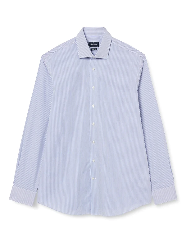 Hackett London Men's Fine Poplin Bengl STR Shirt, White/Blue, 41 - Image 1
