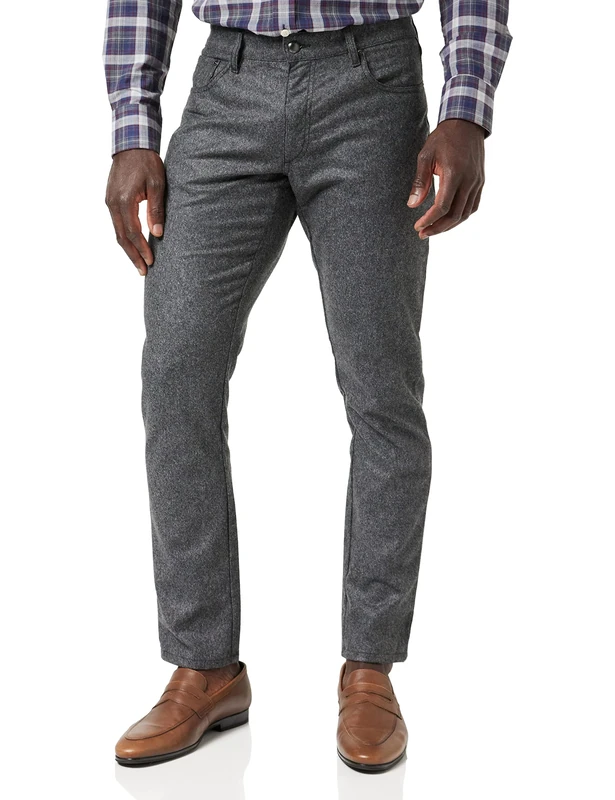 Hackett London Men's Flannel 5 PKT Trousers, Grey (Grey), 36W/32L