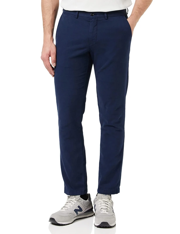Hackett London Men's Texture Chino Trousers, Blue (Navy), 32W/32L