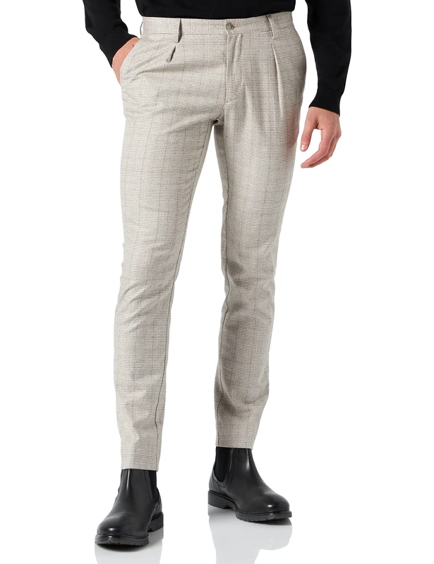 Hackett London Men's Mouline POW Trousers, Brown (Tan), 31W/34L - Image 1
