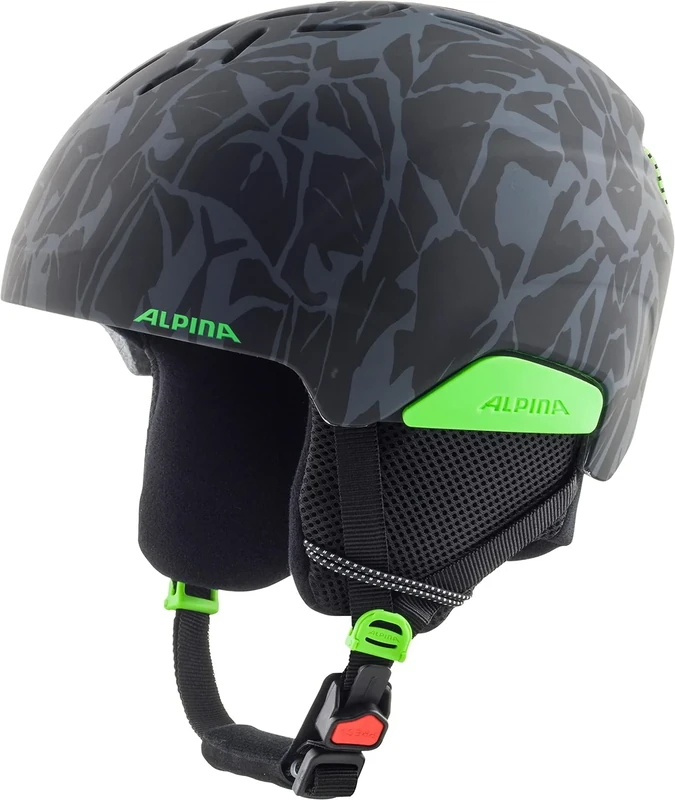 ALPINA Unisex - Children, PIZI ski helmet, black-green camo matt, 51-55 cm