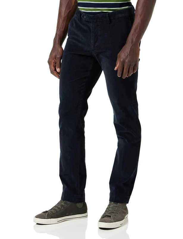 Hackett London Men's Cord Chino Pants, Blue (Navy), 35W/34L