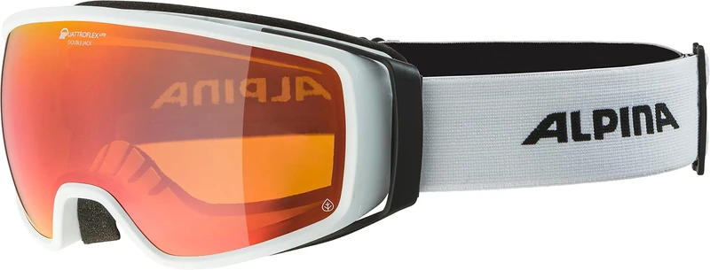 ALPINA Unisex - Adult, DOUBLE JACK PLNT Q-LITE ski goggles, white matt, One Size
