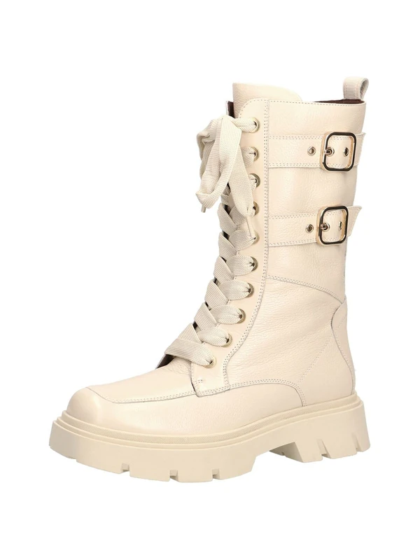 CAPRICE Women's Lace-Up Boots - Ecru Nappa - 5 UK
