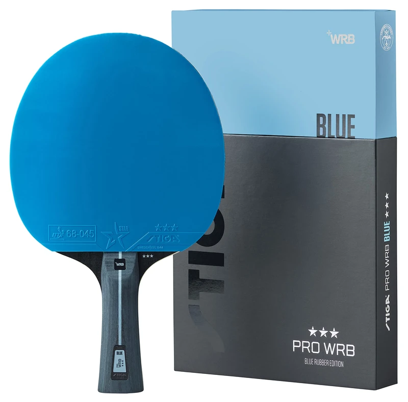 STIGA Pro WRB Blue Edition 3-Star Table Tennis Bat - ITTF Approved, Concave Handle, Blue Coating
