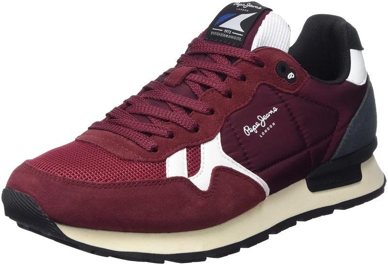 Pepe Jeans Men's Britt Man Studio Green Trainers, 299Burgundy, 12 UK