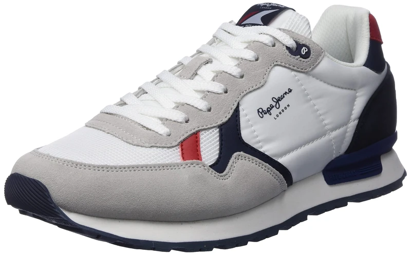 Pepe Jeans Men's Britt Man Studio Green Trainers, 800 White, 12 UK