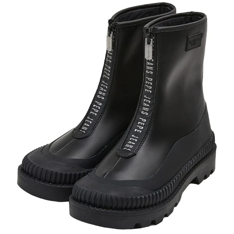 Pepe Jeans Women's Gum Zip Booties, 999BLACK, 8 UK