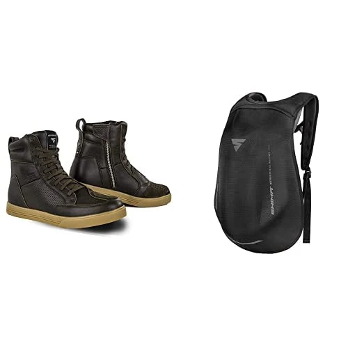 SHIMA Blake Motorcycle Shoes for men - Leather, Breathable, Reinforced Street Riding Shoes with Side Zipper, Ankle Support, Anti-Slip Sole, Gear Pad (Brown, 11)