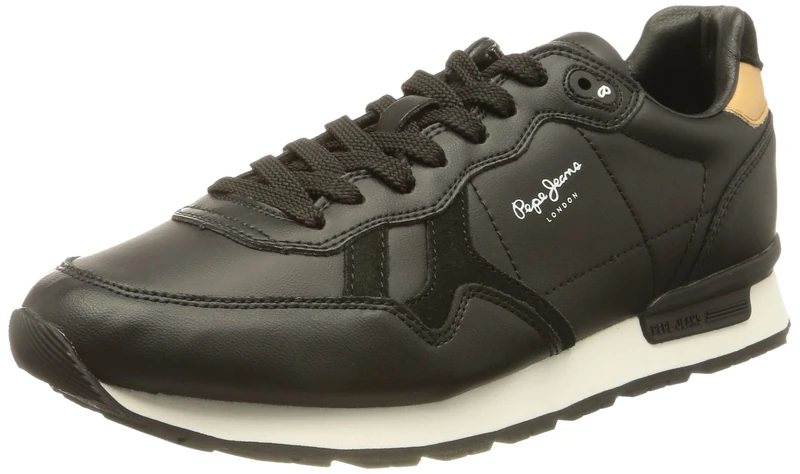 Pepe Jeans Men's Britt Man Flag Classic Sneaker, 999BLACK, 9 UK