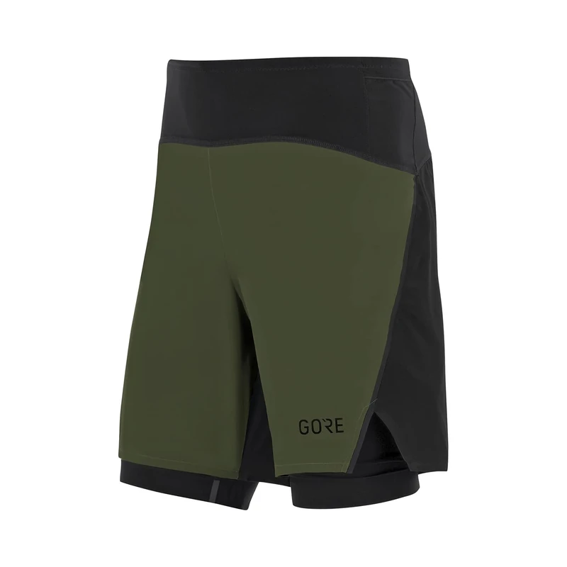 GORE WEAR Mens R7 2-in-1 Shorts, Utility Green/Black, M EU