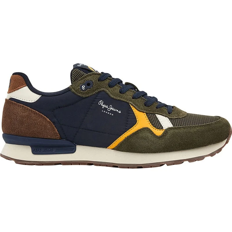 Pepe Jeans Britt Green Studio Men's Leather Trainers White, Green, 9.5 UK