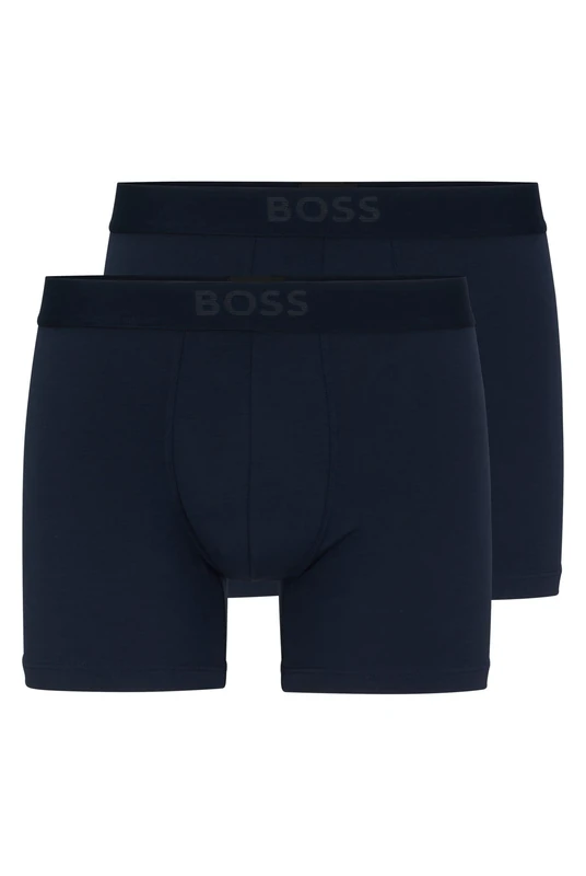 BOSS Mens BoxerBr 2P Ultrasoft Two-Pack of Logo-Waistband Boxer Briefs in Stretch Modal Blue