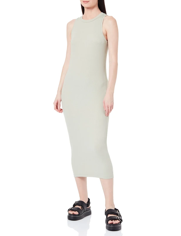 VERO MODA Women's Vmlavender SL Calf Dress Noos Dress, Desert Sage, M