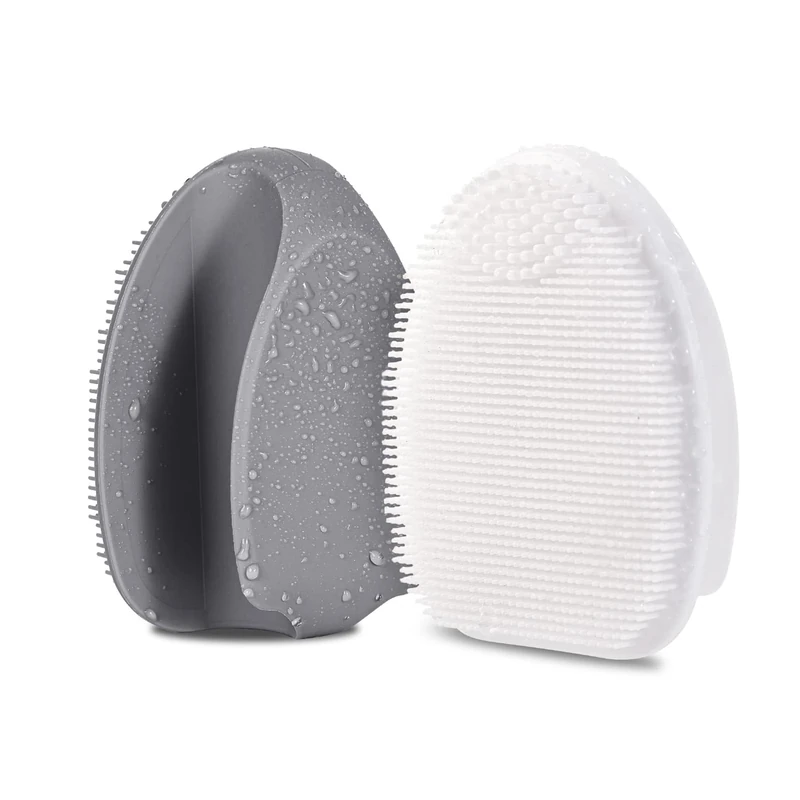 HIEERBUS Silicone Face Scrubber,Manual Exfoliating Brush,Handheld Facial Cleansing Brush for Women Men-Blackhead Removing Pore Cleansing Massaging for Sensitive, Delicate, Dry Skin (3rd-Grey+White)