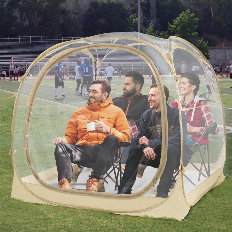 EighteenTek Sports Tent - Instant Tent Shelter - Outdoor Bubble Tent 1-6 Person - Rain Camping Sun Shelter Pop Up - Clear, Patent Protected Design