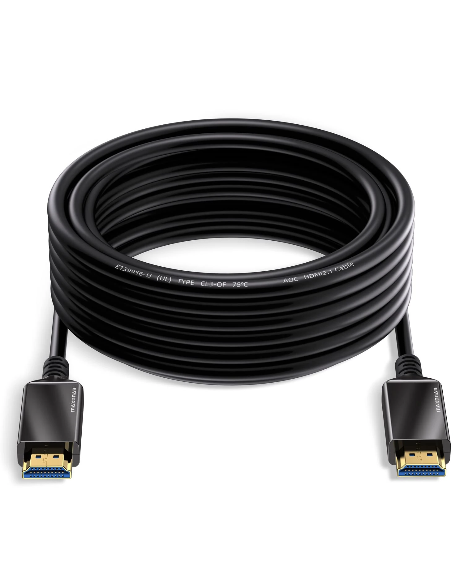 Maxonar Certified Ultra High Speed HDMI® Cable 10K 8K HDMI Fiber Optic Cable 15M,In Wall CL3 Rated,AOC Support 10K 8K@120Hz,4K@144Hz Dynamic HDR eARC Dolby HDCP2.2,for PS5/4,Xbox Series,LG TV,