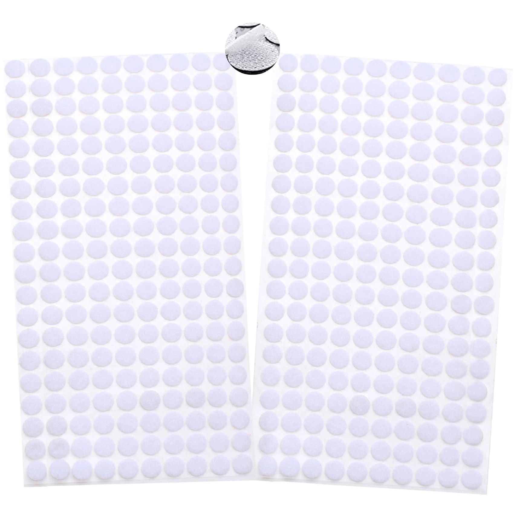 400pcs Hook & Loop Dots - 200 Pairs, 10mm Double Sided Sticky Pads, White, for Home, School, Office