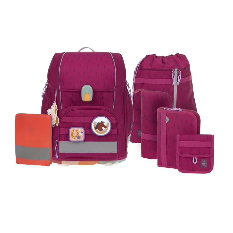 LÄSSIG Boxy Unique 7-Piece Children's School Bag Set, Speckles Berry, Normal, Casual