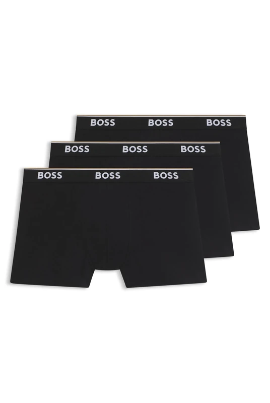 BOSS Mens BoxerBr 3P Power Three-Pack of Stretch-Cotton Boxer Briefs with Logos