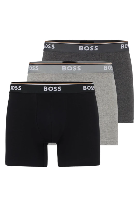 BOSS Mens Brief 3p Co/El Boxer Shorts, Grey, XL UK