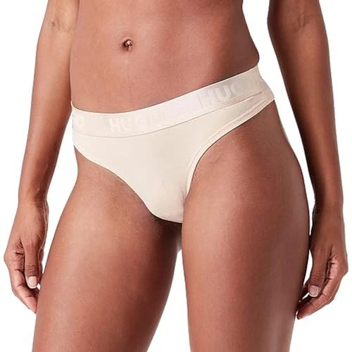 HUGO Women's Thong Sporty Logo G-String, White100, L