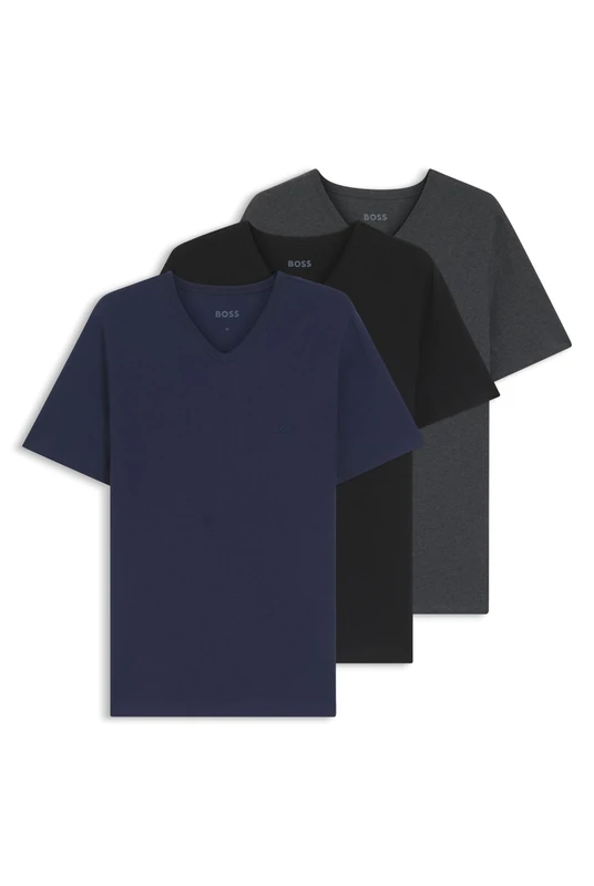 BOSS Mens TShirtVN 3P Classic Three-Pack of Cotton-Jersey Underwear T-Shirts with V Neckline