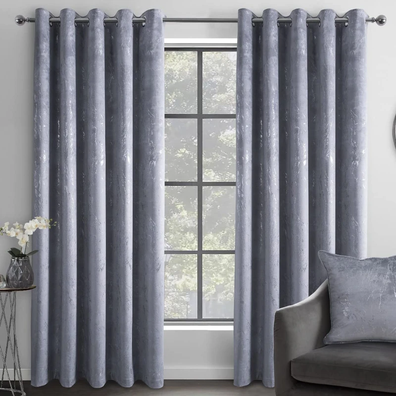 Sleepdown Curtains, Polyester, Gray, 2 x 90" x 72"