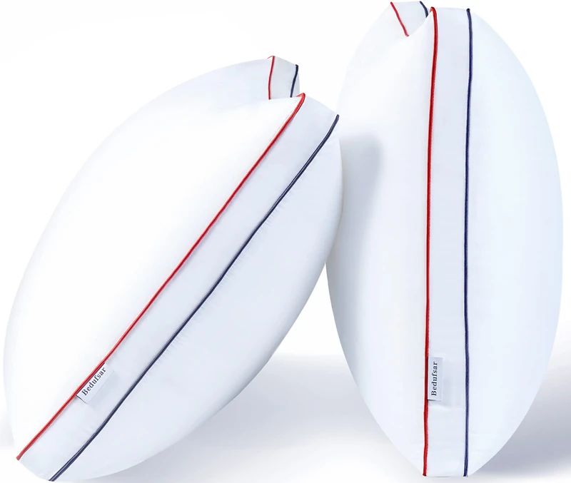 Bedufsar Bed Pillows for Sleeping, Standard Size Pillows Hotel Quality Set of 2, Down Alternative Cooling Pillows for Side and Back Sleepers, Firm and Supportive Gusseted Pillows(2 Pack, 20x26 inches)