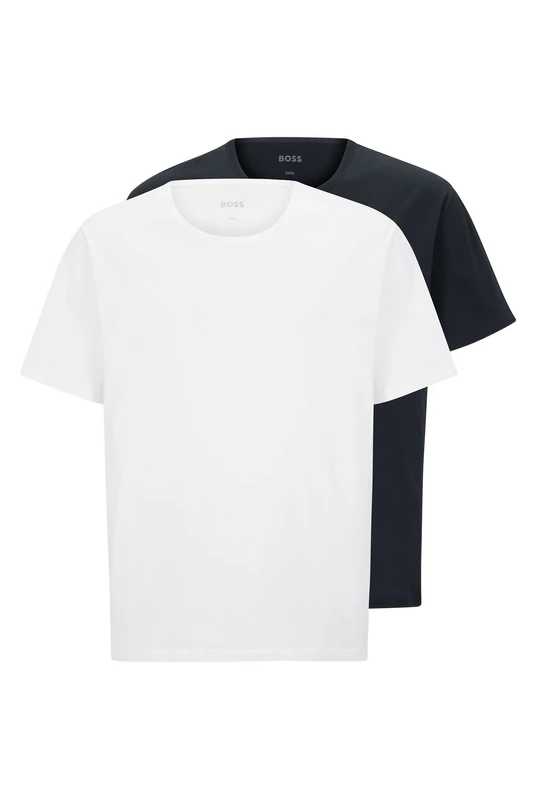 BOSS Mens B-TShirtRN 2P Comfor Two-Pack of Cotton Underwear T-Shirts with Embroidered Logos Blue - Image 1