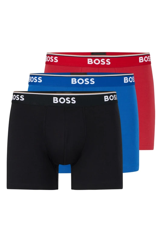 BOSS Mens Pack Boxer Briefs Black/Red/Blue962 L