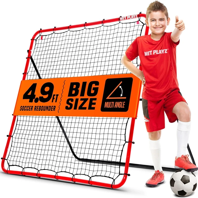 NET PLAYZ Football Rebounder - Rebound Net | Bounce Wall | Skill Training Aid and Equipment for Kids, Teens and All Ages - Kick-Back/Portable (150 x 150 cm)
