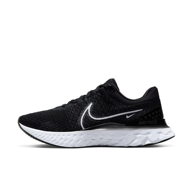 NIKE Men's React Infinity Run Flyknit 3 Sneaker, Black/White, 7 UK