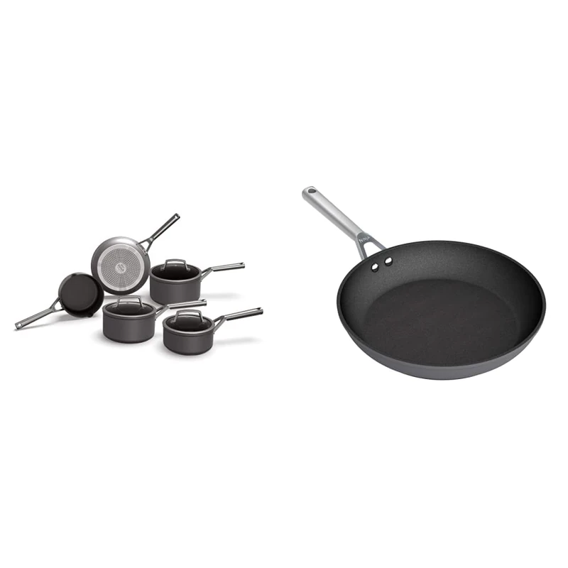 Ninja Foodi ZEROSTICK 5-Piece Pan Set, [C35000UK] Hard Anodised Aluminium & Foodi ZEROSTICK 20cm Frying Pan, [C30020UK] Hard Anodised Aluminium, Non-Stick, Induction Compatible