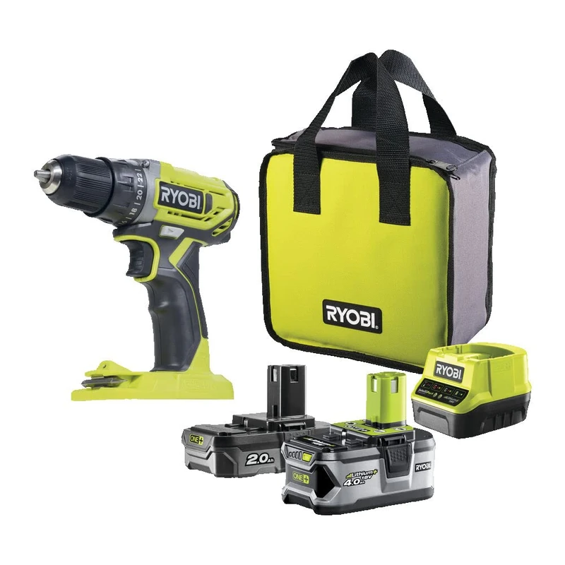 RYOBI - ONE+™ 18V Cordless Drill Driver with 1 x 2.0 Ah Lithium Battery & 1 x 4.0 Ah Lithium Battery - R18DD2-242S