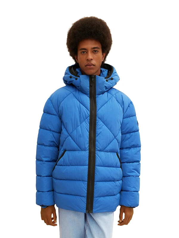 TOM TAILOR Men's Puffer Jacket with Hood 1032484, 19168 - Hockey Blue, XXL