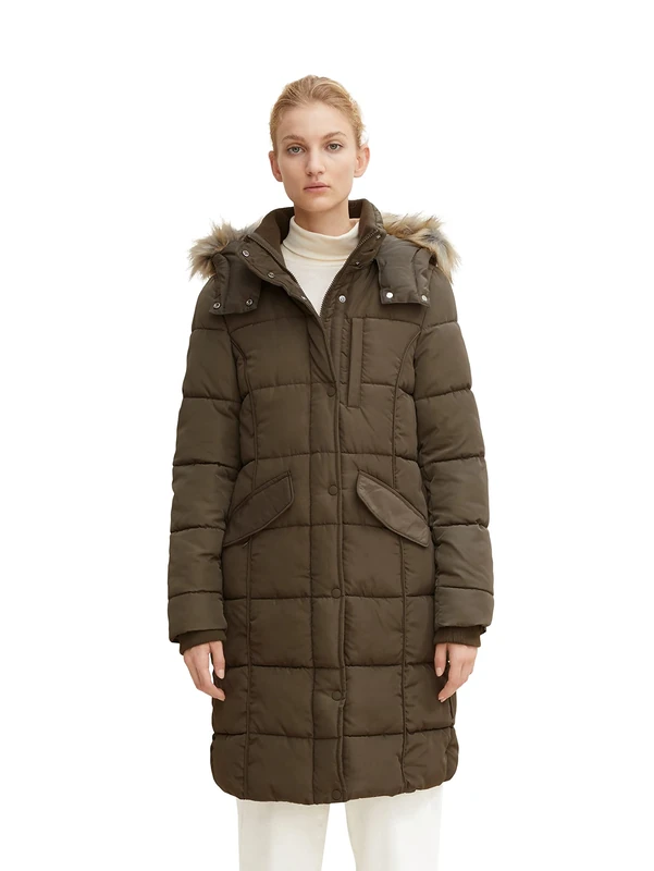 TOM TAILOR Ladie's 1032489 Winter Coat with Hood, 18123-Tarmac Khaki, XXL