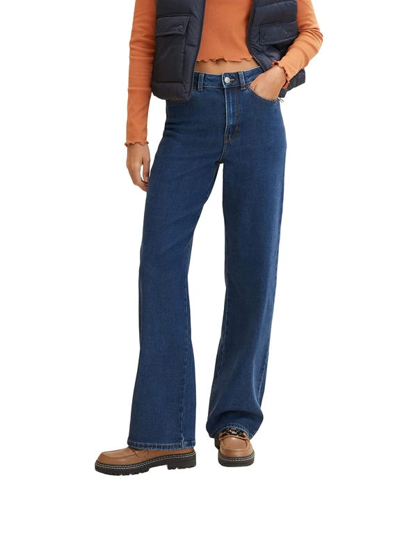 TOM TAILOR Denim Ladie's 1032726 Jeans with Flare, 10120-Used Dark Stone Blue Denim, S